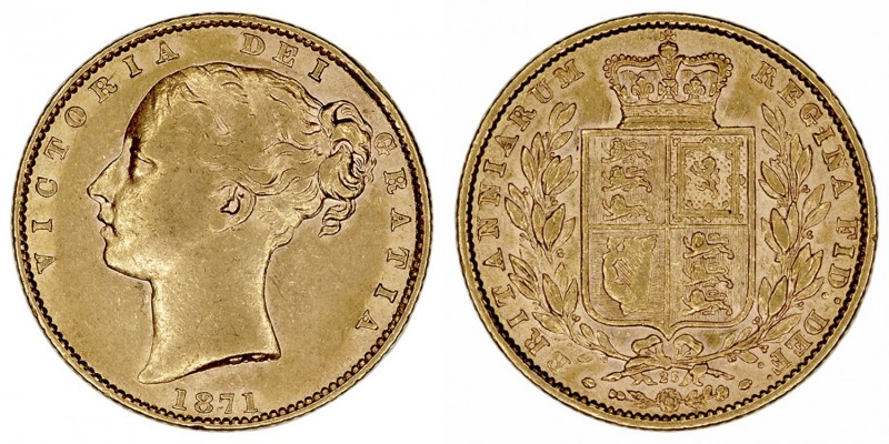 GRAN BRETAÑA
VICTORIA
Soberano. AV. 1871. 7,96 g. KM.736,2. Golpe en canto, si...