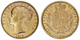 GRAN BRETAÑA
VICTORIA
Soberano. AV. 1872. 7,99 g. KM.736,2. Cuño roto en anverso, si no EBC+