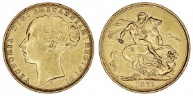 GRAN BRETAÑA
VICTORIA
Soberano. AV. 1877 M. Melburne. 7,97 g. KM.7. MBC+