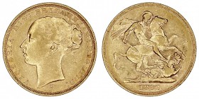 GRAN BRETAÑA
VICTORIA
Soberano. AV. 1882 M. Melburne. 7,97 g. KM.7. EBC-/MBC+