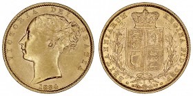 GRAN BRETAÑA
VICTORIA
Soberano. AV. 1884 S. Sidney. 7,98 g. KM.6. Marquita sobre el cuello, si no EBC/EBC+