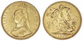 GRAN BRETAÑA
VICTORIA
Soberano. AV. 1887. 7,99 g. KM.767. Ligeras marquitas, si no EBC