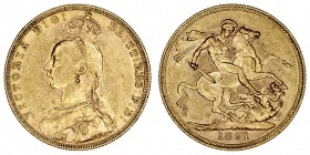 GRAN BRETAÑA
VICTORIA
Soberano. AV. 1891 M. Melburne. 7,98 g. KM.10. EBC-