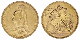 GRAN BRETAÑA
VICTORIA
Soberano. AV. 1892 M. Melburne. 7,99 g. KM.10. Conserva restos de brillo. EBC