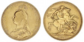 GRAN BRETAÑA
VICTORIA
Soberano. AV. 1893 S. Sidney. 7,98 g. KM.10. MBC/EBC