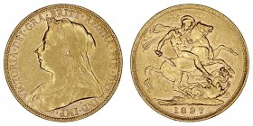 GRAN BRETAÑA
VICTORIA
Soberano. AV. 1897 M. Melburne. 7,98 g. KM.13. EBC
