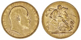 GRAN BRETAÑA
EDUARDO VII
Soberano. AV. 1902 M. Melburne. 7,97 g. KM.15. Ligera rebaba en listel, si no EBC-