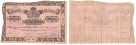 BANCO DE VALLADOLID
500 Reales de Vellón. 1 Agosto 1857. Serie C. Color rosa. Con tampones en anv. ED.A124. Doblado en ocho partes, si no MBC+/MBC. E...