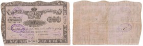 BANCO DE VALLADOLID
1000 Reales de Vellón. 1 Agosto 1857. Serie D. Color malva. Con tampones en anv. ED.A125. Doblado en ocho partes, si no MBC+. Esc...