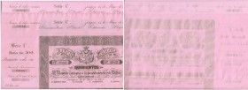 BANCO DE ZARAGOZA
500 Reales de Vellón. 14 Mayo 1857. Serie C. Con matriz, sin taladrar, sin firmas ni reverso. Pareja correlativa. ED.A119B. Ligeras...