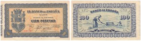 GUERRA CIVIL-ZONA REPUBLICANA, BANCO DE ESPAÑA
Banco de España, Gijón. 100 Pesetas. Septiembre 1937. Sin serie. ED.C50. EBC+