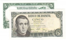 ESTADO ESPAÑOL, BANCO DE ESPAÑA
Lote de 2 billetes. 5 Peseta 1951 y 1954. Series. SC