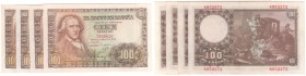 ESTADO ESPAÑOL, BANCO DE ESPAÑA
100 Pesetas. 2 Mayo 1948. Sin serie. Lote de 4 billetes. ED.D57. SC-. EBC+