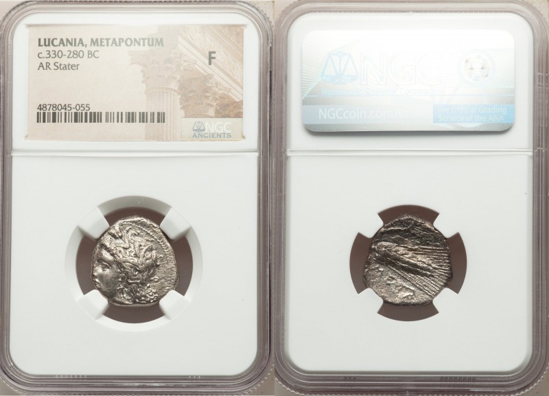 LUCANIA. Metapontum. Ca. 330-280 BC. AR stater (20mm, 4h). NGC Fine. Dori-, magi...