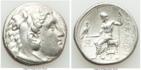 MACEDONIAN KINGDOM. Alexander III the Great (336-323 BC). AR tetradrachm (28mm, 16.80 gm, 12h). Choice VF. Early posthumous issue of Miletus, 300-295 ...