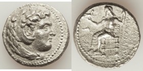 MACEDONIAN KINGDOM. Alexander III the Great (336-323 BC). AR tetradrachm (26mm, 16.15 gm, 9h). Choice VF, porosity. Late lifetime or early posthumous ...