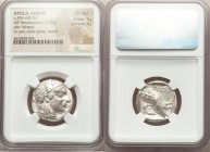 ATTICA. Athens. Ca. 455-440 BC. AR tetradrachm (23mm, 17.16 gm, 9h). NGC Choice AU 5/5 - 4/5. Early transitional issue. Head of Athena right, wearing ...