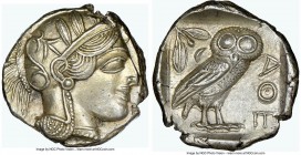 ATTICA. Athens. Ca. 440-404 BC. AR tetradrachm (24mm, 17.22 gm, 4h). NGC Choice AU 5/5 - 4/5. Mid-mass coinage issue. Head of Athena right, wearing cr...