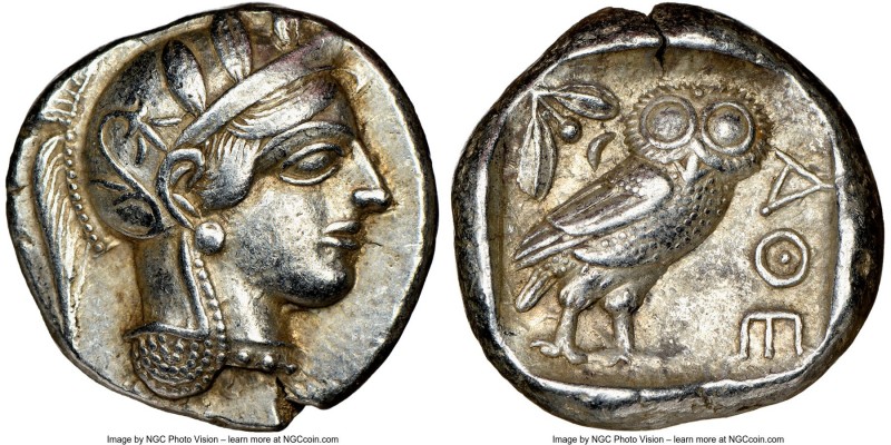 ATTICA. Athens. Ca. 440-404 BC. AR tetradrachm (24mm, 17.17 gm, 7h). NGC Choice ...