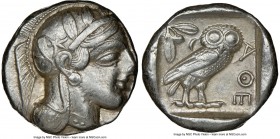 ATTICA. Athens. Ca. 440-404 BC. AR tetradrachm (24mm, 17.18 gm, 2h). NGC XF 4/5 - 4/5. Mid-mass coinage issue. Head of Athena right, wearing crested A...