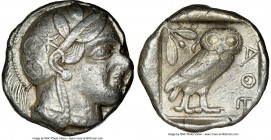 ATTICA. Athens. Ca. 440-404 BC. AR tetradrachm (24mm, 17.16 gm, 9h). NGC VF 4/5 - 3/5. Mid-mass coinage issue. Head of Athena right, wearing crested A...
