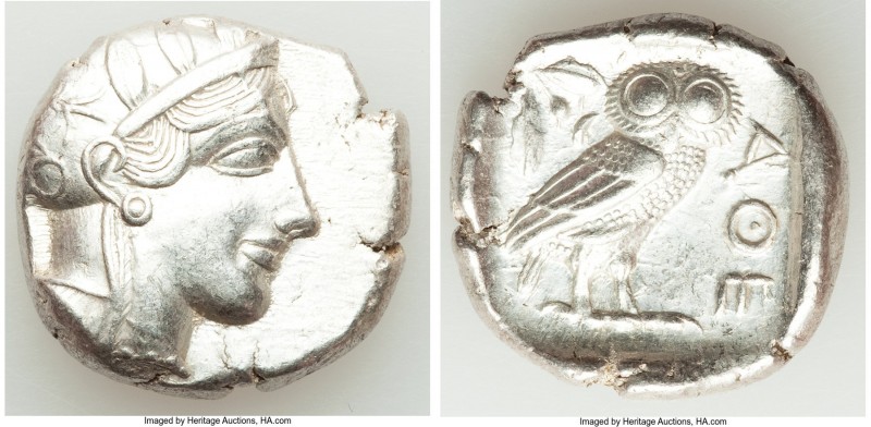 ATTICA. Athens. Ca. 440-404 BC. AR tetradrachm (25mm, 17.11 gm, 12h). AU. Mid-ma...