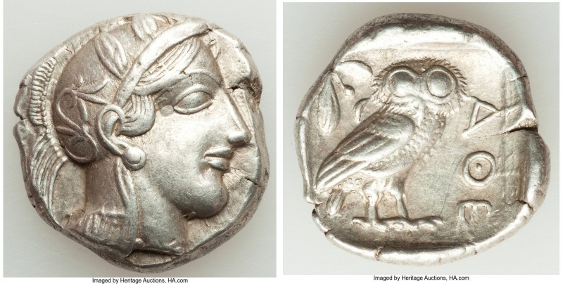 ATTICA. Athens. Ca. 440-404 BC. AR tetradrachm (25mm, 17.15 gm, 6h). AU. Mid-mas...