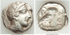 ATTICA. Athens. Ca. 440-404 BC. AR tetradrachm (25mm, 17.15 gm, 6h). AU. Mid-mass coinage issue. Head of Athena right, wearing crested Attic helmet or...