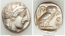 ATTICA. Athens. Ca. 440-404 BC. AR tetradrachm (24mm, 17.18 gm, 12h). AU Mid-mass coinage issue. Head of Athena right, wearing crested Attic helmet or...