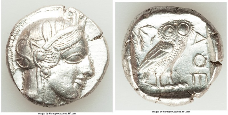 ATTICA. Athens. Ca. 440-404 BC. AR tetradrachm (25mm, 17.17 gm, 6h). AU. Mid-mas...