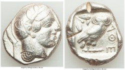 ATTICA. Athens. Ca. 440-404 BC. AR tetradrachm (26mm, 17.14 gm, 11h). VF, test cuts. Mid-mass coinage issue. Head of Athena right, wearing crested Att...