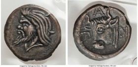 CIMMERIAN BOSPORUS. Panticapaeum. Ca. 325-310 BC. AE (18mm, 4.12 gm, 6h). Choice VF. Bearded head of Pan left / Π-A-N, head of ox left. MacDonald 67. ...