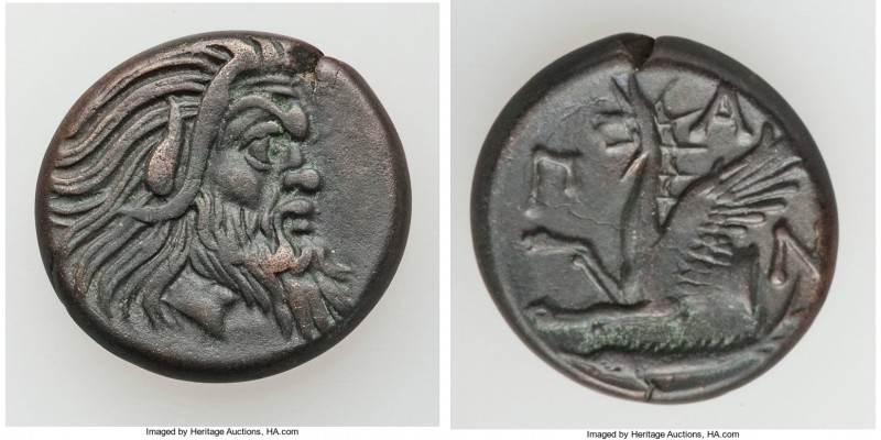 CIMMERIAN BOSPORUS. Panticapaeum. 4th century BC. AE (21mm, 7.42 gm, 12h). Choic...