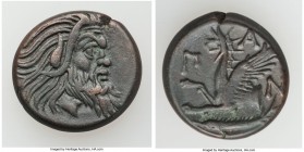 CIMMERIAN BOSPORUS. Panticapaeum. 4th century BC. AE (21mm, 7.42 gm, 12h). Choice XF. Head of bearded Pan right / Π-A-N, forepart of griffin left, stu...