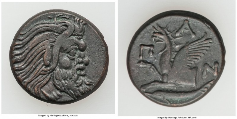 CIMMERIAN BOSPORUS. Panticapaeum. 4th century BC. AE (21mm, 7.76 gm, 7h). VF. He...