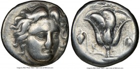 CARIAN ISLANDS. Rhodes. Ca. 300-250 BC. AR didrachm (18mm, 11h). NGC Choice Fine. Head of Helios facing slightly right / POΔION, rose with bud to righ...