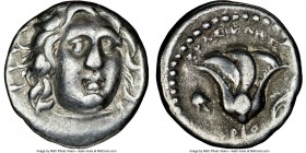 CARIAN ISLANDS. Rhodes. Ca. 250-230 BC. AR didrachm (19mm, 1h). NGC VF. Erasicles, magistrate. Radiate facing head of Helios, turned slightly right, h...