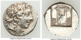 LYCIAN LEAGUE. Cragus. Ca. 48-20 BC. AR hemidrachm (14mm, 2.29 gm, 12h). AU. Series 1. Laureate head of Apollo right; Λ-Y below / K-P, cithara (lyre);...