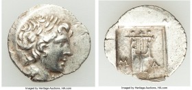 LYCIAN LEAGUE. Masicytes. Ca. 48-20 BC. AR hemidrachm (16mm, 1.64 gm, 1h). AU. Series 1. Laureate head of Apollo right; Λ-Y below / M-A, cithara (lyre...