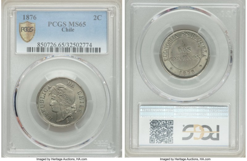 Republic 2 Centavos 1876 MS65 PCGS, Santiago mint, KM147.

HID09801242017

©...