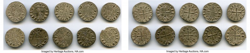 Principality of Antioch 10-Piece Lot of Uncertified Bohemond Era "Helmet" Denier...