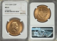 Republic gold 20 Pesos 1915 MS61 NGC, Philadelphia mint, KM21. AGW 0.9675 oz. 

HID09801242017

© 2020 Heritage Auctions | All Rights Reserved