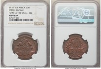 German Colony. Wilhelm II copper "Small Crown" 20 Heller 1916-T MS62 Brown NGC, Tabora mint, KM15. Small crown, pointed tips on L's variety. 

HID09...