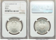 Lübeck. Free City 3 Mark 1912-A MS61 NGC, Berlin mint, KM215. White untoned with mint bloom. 

HID09801242017

© 2020 Heritage Auctions | All Righ...