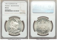 Prussia. Wilhelm II 5 Mark 1901-A MS62 NGC, Berlin mint, KM526. Issued for the 200th anniversary of the Kingdom of Prussia. 

HID09801242017

© 20...