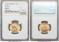 Prussia. Wilhelm II gold 20 Mark 1905-A MS63 NGC, Berlin mint, KM521. Conservatively graded with satin surfaces. 

HID09801242017

© 2020 Heritage...