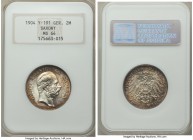 Saxony. Friedrich August III 2 Mark 1904-E MS64 NGC, Muldenhutten mint, KM1261. Issued for the Death of George. 

HID09801242017

© 2020 Heritage ...