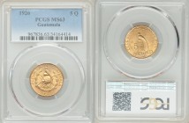 Republic gold 5 Quetzales 1926-(P) MS63 PCGS, Philadelphia mint, KM244. One year type. 

HID09801242017

© 2020 Heritage Auctions | All Rights Res...