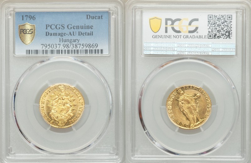 Franz II gold Ducat 1796 AU Details (Damage) PCGS, KM410. AGW 0.1109 oz. 

HID...