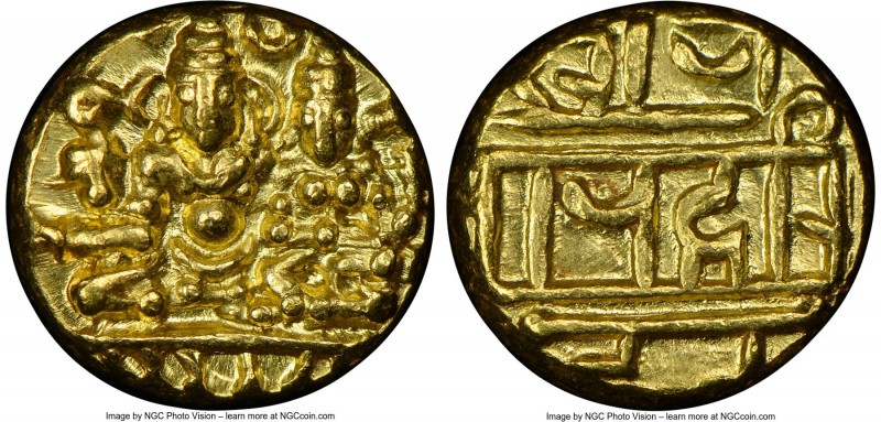 Vijayanagar. Hari Hara II gold 1/2 Pagoda ND (1377-1404) MS64 NGC, Fr-350, Mitch...